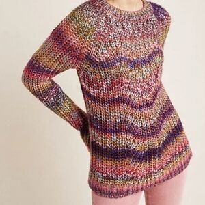 Anthropologie Santiago Rainbow Chunky Knit Sweater